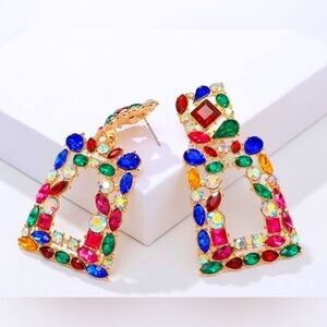 Women’s Beautiful Elegant Prom Evening Crystal Rhinestone Multicolored Earrings